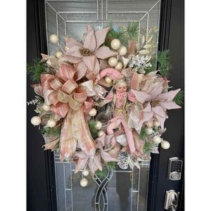 Rose Gold Elf Christmas Door Wreath